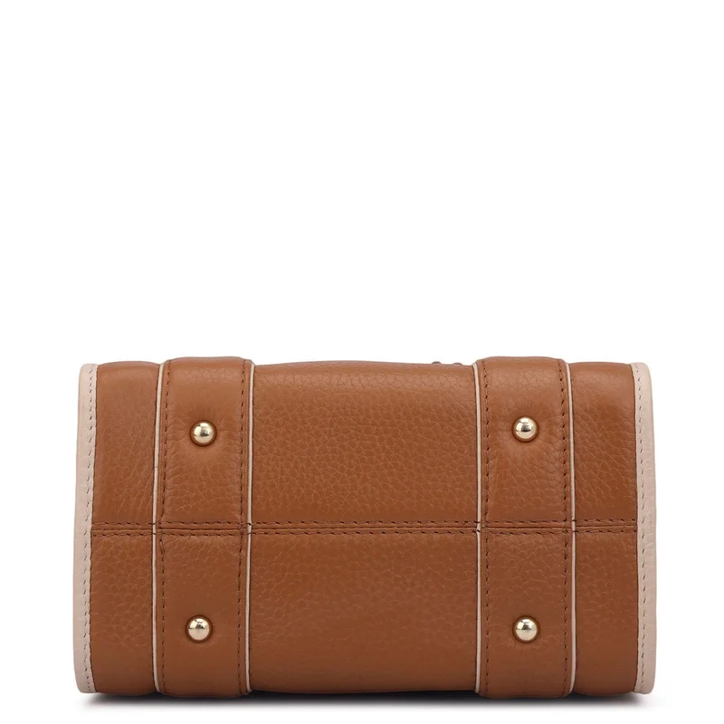 Da Milano Caramel Small Wax Leather Satchel - Caramel for Women | Best Price UAE